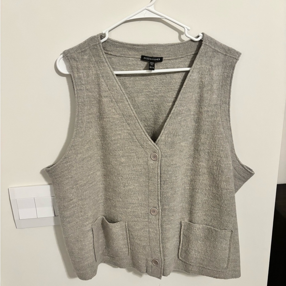 Eileen Fisher Wool Button-Up Vest
